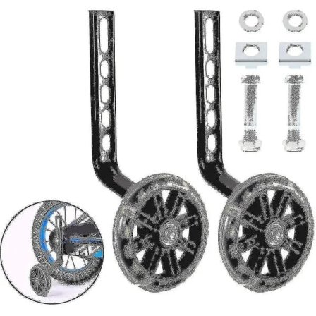 (pow yeah!)Stödhjul för cykel, 1 par stödhjul för barncykel, svarta cykelstabilisatorer, stödhjul pojkar flickor*QN