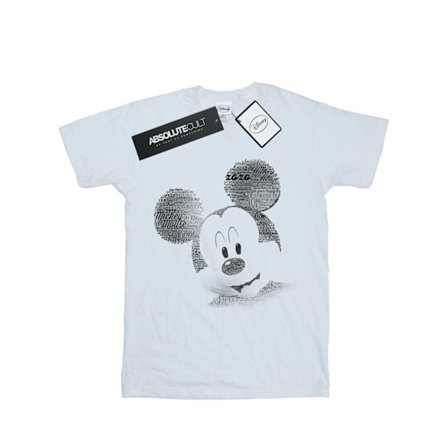 Disney Boys Mickey Mouse Text Face T-Shirt 5-6 år Vit