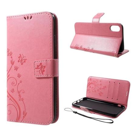 iPhone Xs Max Kukallinen Printti Kuviollinen Synteetti Nahkainen Lomapkko Suojakotelo - Pinkki Pink