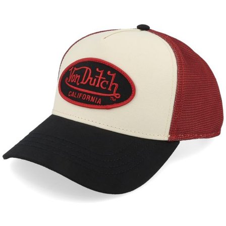Von Dutch - Beige trucker Keps - Embroidery White/Red/Black Trucker @ Hatstore