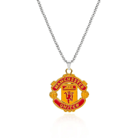 Baked Lackerad Reversible Necklace with Snake and Bone Chain - Fan Necklace for Football Club, Birthday