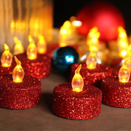 Hot Sale! 12 stk. elektroniske lys | Varm hvid blinkende LED-lys (på lager) - Perfekt glødende julepynt - 喷红粉