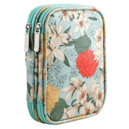 Virkattu koukku kotelo, ergonominen virkkauskoukkujen järjestäjä tyhjä, virkkaustyökalujen säilytyspussi, kukka