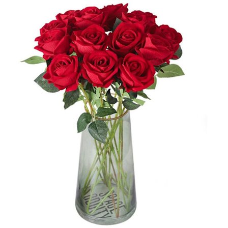 10 stk ekte touch rose blomster flanell blomsterbukett enkelt hode rose kunstige blomsterbukett for bryllup hjemmedekor