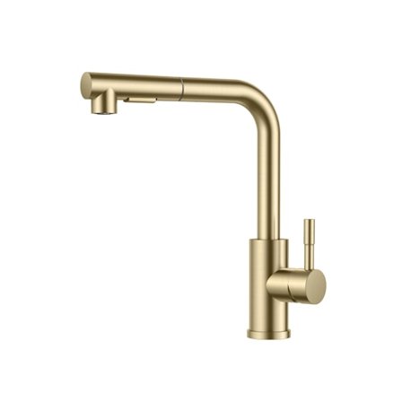 Kjøkkenkran med uttrekkbar sprøyte med 2 sprøytemoduser, kjøkkenbatteri med uttrekkbar sprøyte 360° roterbar kaldt og varmt vann tilgjengelig, børstet