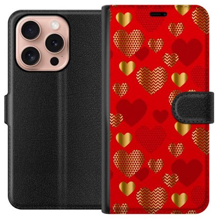 Kompatibel Tegnebogsetui til Apple Apple iPhone 16 Pro GoldenHearts