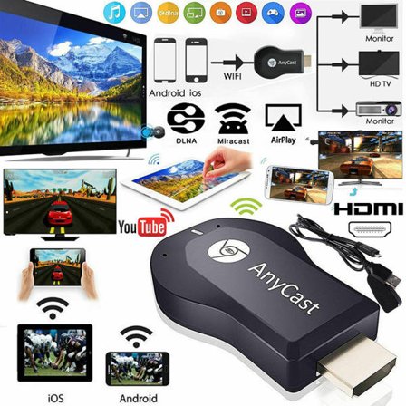 AnyCast M12 Plus WiFi-vastaanotin Airplay Display Miracast HDMI-TV Musta 1kpl