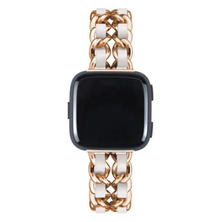 Fitbit Versa 3 hybridi tyylikäs kellonauha - Ruusukulta / Valkoinen Pink