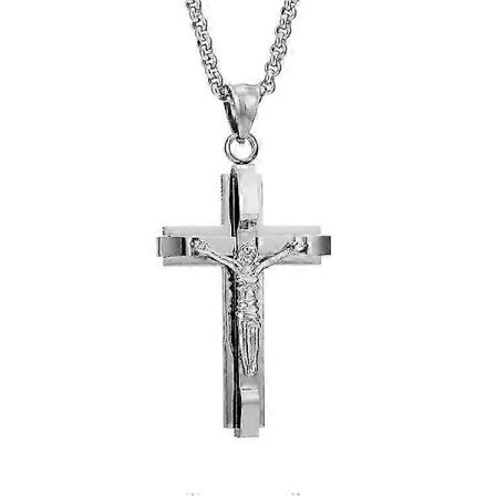 Kors Rostfritt Stål Jesus Titan Herrhalsband Hänge Accessoarer