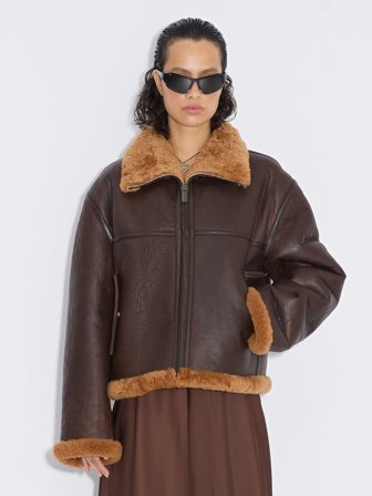 Holzweiler Louma Shearling Jacket - Dk. Brown - Women's - S