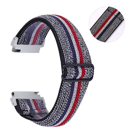 20mm Samsung Galaxy Watch 3 (41mm) / Watch Active / Gear S2 elastic pattern watch band - Blue / White / Red