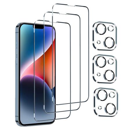 iPhone 14 1 Sæt Skærmbeskytter + Kameralinsebeskytter HD 0,3mm Transparent