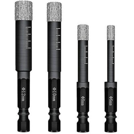 Sett med 4 diamantbor for keramiske fliser, porselensteintøy, glass, steinfliser. Profesjonelle diamantbor Keramiske fliser Bor Bits Verktøy -