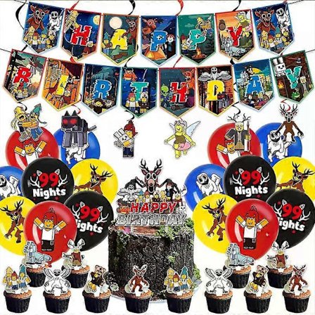 99 Nætter i Skoven Børnefødselsdagsfest Dekoration Banner Ballon Kagepynt (LGL)