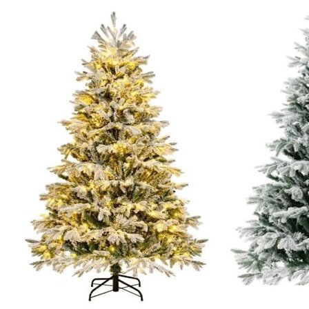 LED-jouluaita 180 cm COSTWAY - 350 Lämpimiä Valkoisia Valoja Esivalmisteltu - 1022 Oksaa Valkoisella Lumella PE PVC:stä