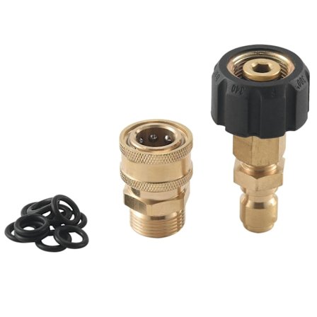 Adapterset för högtryckstvätt, snabbkoppling, M22 14 mm vridbar till M22 metrisk anslutning, M22-14 vridbar + 3/8 plugg, 3/8 snabbkoppling + M22 hane 