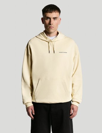 Lyle & Scott Script Brushback Pullover Hoodie - Cream - XL