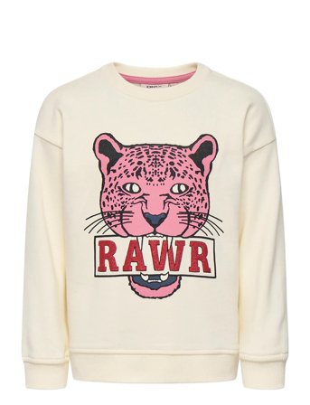 Kmgleopaula Life L/S Loose Pullo Bru Swt Cream Kids Only