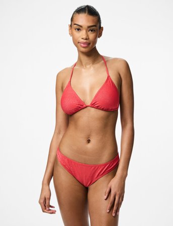 Pieces Pclaomi Lurex Bikini Brief Bc - Red - XS