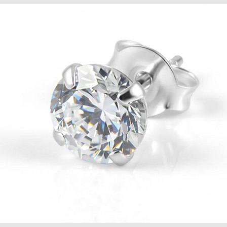 Lucid | Srebrny kolczyk na sztyft 6 mm z okrągłą cyrkonią próby 925 dla mężczyzn - Wkręty