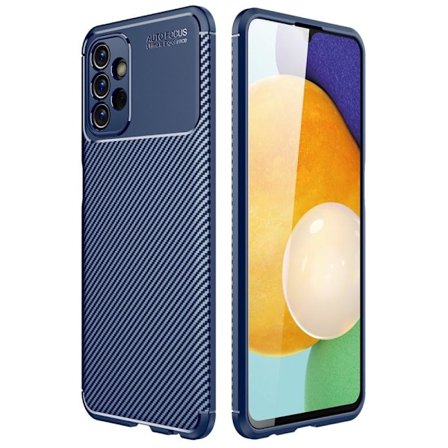 SKALO Samsung A13 4G Carbon Fiber TPU-suojakuori - Sininen