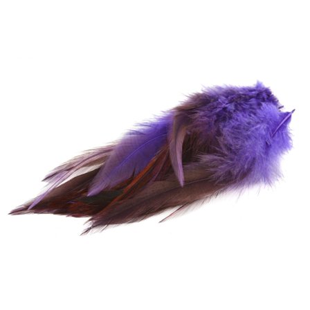 Natures Spirit Strung Saddle Hackles - Brown Dyed Purple