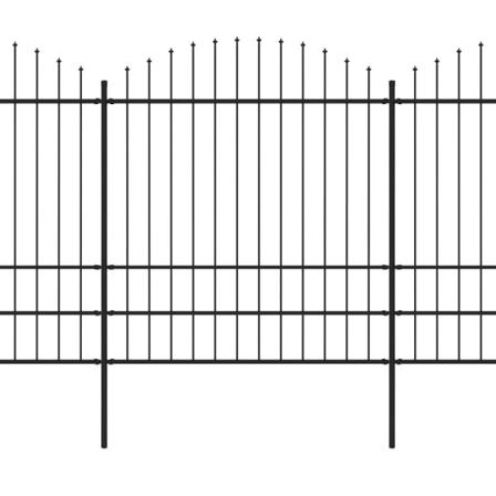 Vidaxl Trädgårdsstaket Med Spjuttopp Stål (1,75-2)x11,9 M Svart Svart