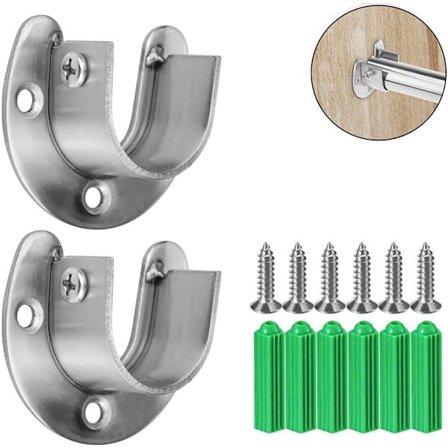 Kaksiosainen vaatetangon kannatin, valmistettu ruostumattomasta teräksestä - sopii vaatetangoille, joiden enimmäishalkaisija on 21 mm - vaatetangon 