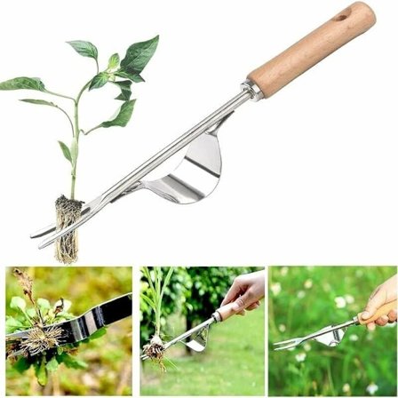 Manuell ogräsrensare, rostfritt stål ogräsrensare, för snabb jord- och trädgårdsrensning Y-formad manuell ogräsrensare