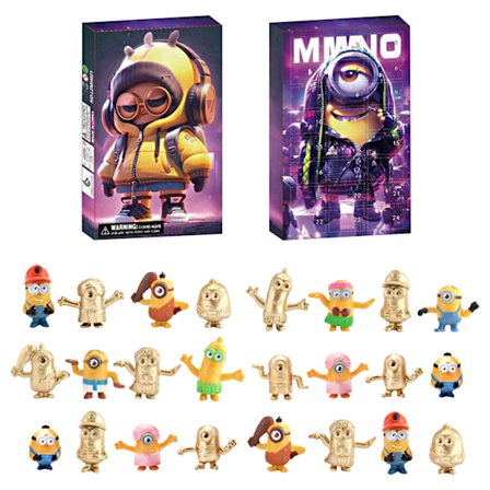 Festival Julekalender 2024 Halloween Minions Blind Box, 24 stk. Overraskelsesgaver Søde Figurmodel Legetøj,
