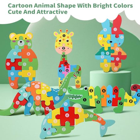 6-pack Träpussel för småbarn 2-4 år - Nummerpussel för