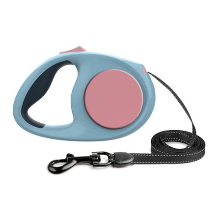 Infällbart hundkoppel för hundar upp till 50 kg, enknapps bromsning och låsning, 5 m