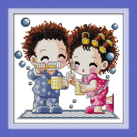 RYI-ristipisto-sarja, jossa on leimatut kuviot aikuisille aloittelijoille Happy Life For Lovers 11CT 32×32cm DIY-brodeeraussarja, jossa on helpot 