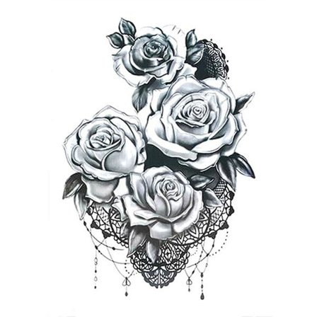 Fashion Tattoo Sticker Temporary Black Roses Design Full Flower Arm Big Fake Tattoo Sticker Body Art Decal Qinhai