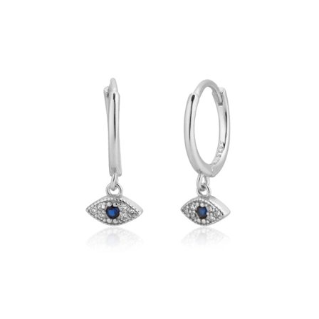 925 Sterling Silver Guld Evil Eye Blå Klar Cubic Zirconia Huggies Hoop Lyx Smycken Halsband Clips Rock Punk