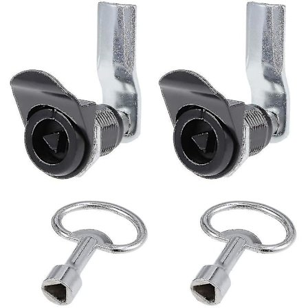 Sæt af 2 Cylinderlåse Trekantet Kamlås Forlænget Låsekrop Central Kabinetsdør Lås