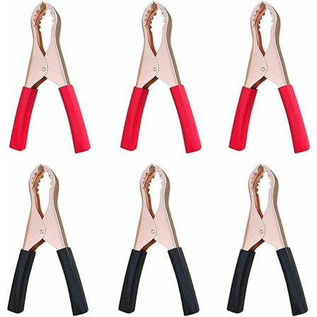 6 stk. 70 mm lange bilbatteri-alligatorclips 50A isolerede batteriklemmer