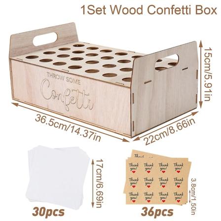 Hääkraftpaperitarjotin konfettikartiotelineen laatikko hääkoristeluihin kukkakonfettikartioita maalaismainen hääpaperiteline Wood Confetti Set 2