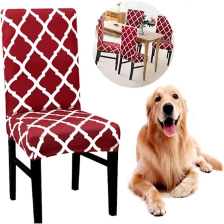 Set med 4 eller 6 universella stretch stolsöverdrag för matsalstolar, A-röd, set om 6