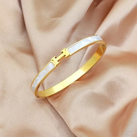 Titanium Stål H Bokstav Armbånd Mote Skal Lys Luksus Håndleddkjede Smykker [kk] Gull