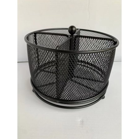 Roterende mesh skrivebordsarrangør sort, 360-graders 4 rum