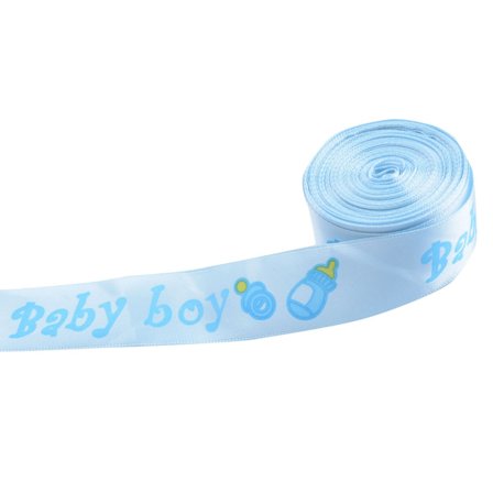 25mm 10yard Baby Boy Tryckt Band för DIY Baby Shower Dekoration Presentinslagning (Blå)