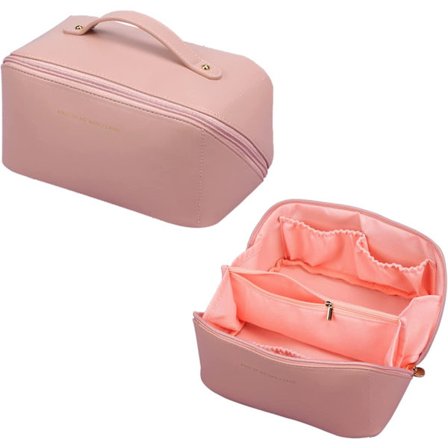 Makeup taske til kvinder med stor kapacitet, toilettaske med håndtag, vandtæt