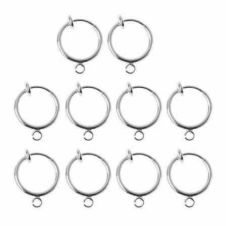 10x Clip-on Örhängen Hoop Örhängen för Kvinnor Flicka Tonåring Silver Guld Ton Mässing Fjäder Hoops för Icke-Piercade Öron Smycken
