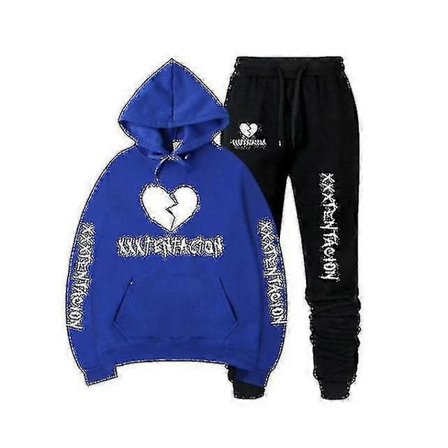 Syksyn/talven Xxxtentacion Revenge Kill Hip Hop -hupparit ja -housut miehille, kaksi osaa, hupparipuku, sametti