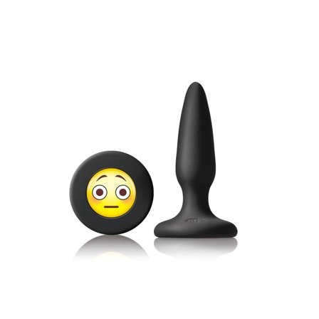 nsnovelties: Moji's OMG Svart Mini Silikon Plugg med Emoji