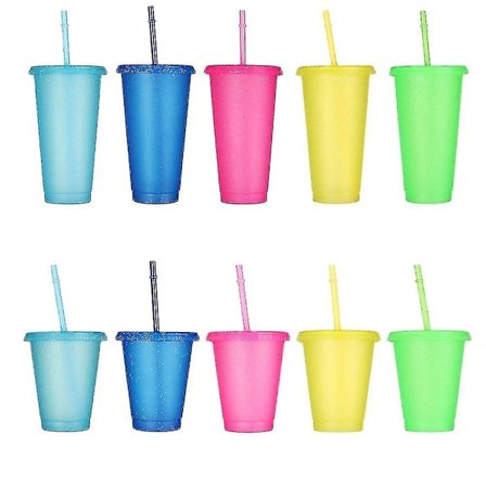 5 stk Gjenbrukbare Blits Pulver Vannbeger Med Sugerør Lopp 480/700ml Utendørs Sugerør Beger Vannflaske