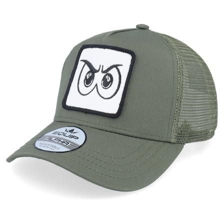 Iconic - Grønn trucker Caps - Angry Eyes Patch Olive Trucker @ Hatstore