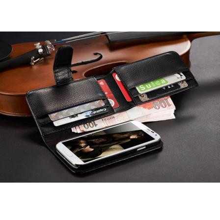 Galaxy S3 Plånbok Fodral 7 Korthållare Läder Svart