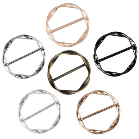 6 stk. Sjal Ring Klemme Rund T-shirt Tie Clips til Kvinder Piger Justerbar Skjorte Talje Cincher Clips Metal Cirkel Tøj Hjørne Knude Spænde